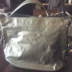 Metallic Grey Coach Purse